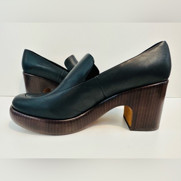 NEW! VINCE NARISSA PLATFORM LEATHER Luxury Heeled Shoes Size 9.5 Black Office - Picture 2 of 12